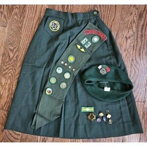 Vintage 1960’s GIRL SCOUTS Sash, Skirt, Badges, Pins, Hat Albemarle Virginia